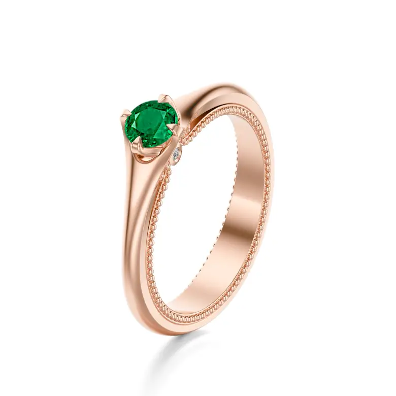 Pierścionek z różowego złota ze szmaragdem AJPZ_134